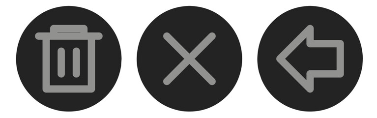 delete icon set, transcan cross and left arrow delet icon