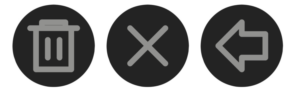 delete icon set, transcan cross and left arrow delet icon