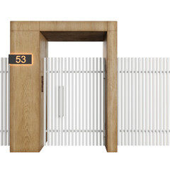 3d visualisation gate, door, fence on white background