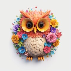 Super Cute Baby Owl Surrounded by Flowers