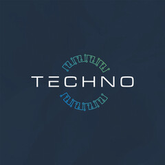 Technology logo design template with simple and modern lines