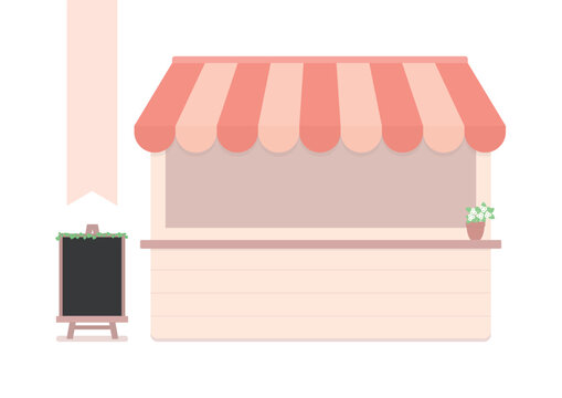 かわいいシェードのブースと黒板のセット - おしゃれなお店･屋台のイメージ素材 - ピンク