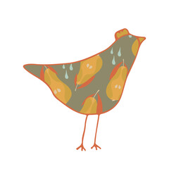 Cute hen isolated on white background. Bird pattern. graphic design element. Vector illustration