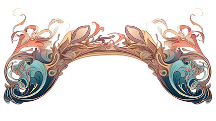 art nouveau inspired frame border with flowing lines, generative ai