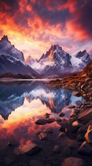 Obraz premium Majestic Mountains in a Breathtaking Sunset Scene