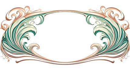art nouveau inspired frame border with flowing lines, generative ai