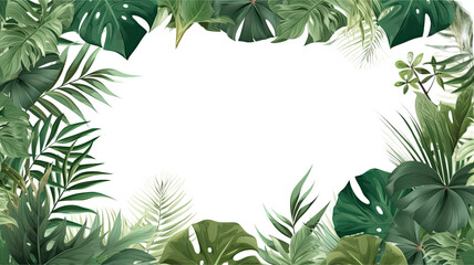 frame border with a pattern of tropical leaves, generative ai