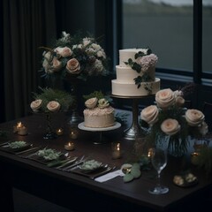 wedding cakes photography, generative ai