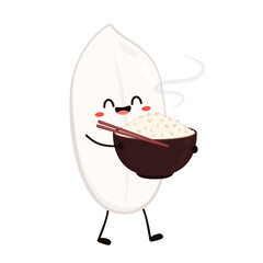 Rice character design. rice vector on white background. rice seed. Paddy mascot vector isolated.