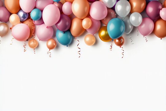 Premium Photo  Mockup birthday pastel rainbow balloons in pink background  generative ai