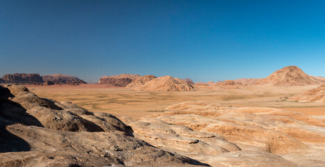 Fototapeta na wymiar the so-called white desert, Southern part of Wadi Rum Protected Area, Jordan