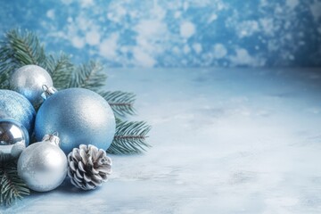 Fototapeta na wymiar Blue christmas balls on a white background Generative AI