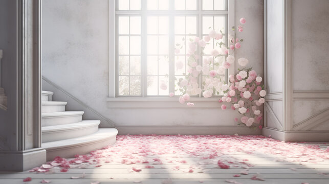 Prepare to be swept away by the romantic allure of this stunning 3D image! 🌹✨💕 In this reel, we transport you to a world of dreams, where a window overlooks a staircase adorned with delicate rose