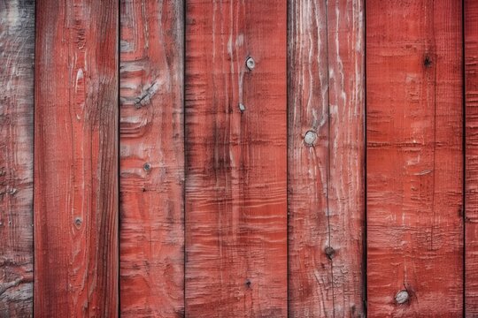 A red wood wall with the wood texture is painted red. Generative AI