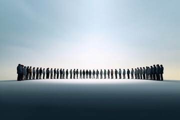 WeCulture A group of people stand in a line with the sky in the background Generative AI