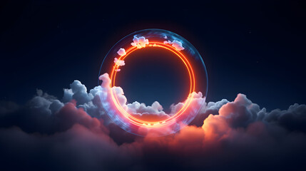 Neon circle above the clouds