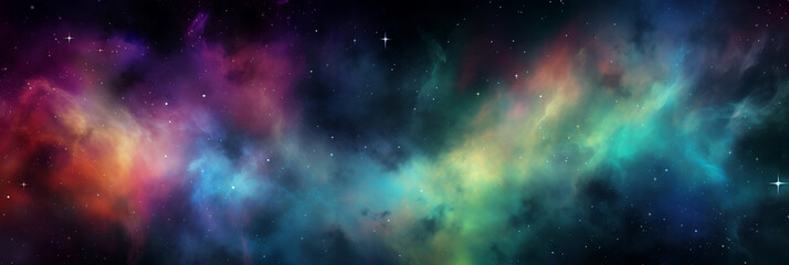 Colorful nebula with stars, banner, generative AI