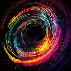 Fototapeta na wymiar Spiraling Lines in a Colorful Black Hole: A Contemporary Era Digital Art Inspired by Pop Art Movement. Generative AI