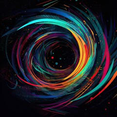 Fototapeta na wymiar Spiraling Lines in a Colorful Black Hole: A Contemporary Era Digital Art Piece Inspired by the Pop Art Movement. Generative AI
