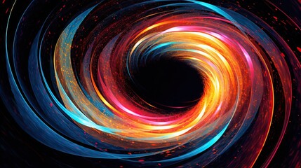 Naklejka na ściany i meble Spiraling Lines in a Colorful Black Hole: A Contemporary Era Digital Art Inspired by Pop Art Movement. Generative AI