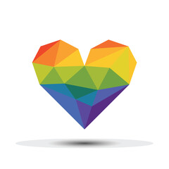 Polygon Rainbow colourful Heart Icon For LGBT Pride Month concept