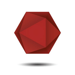 Polygon Red Hexagon Icon with shadow on white background