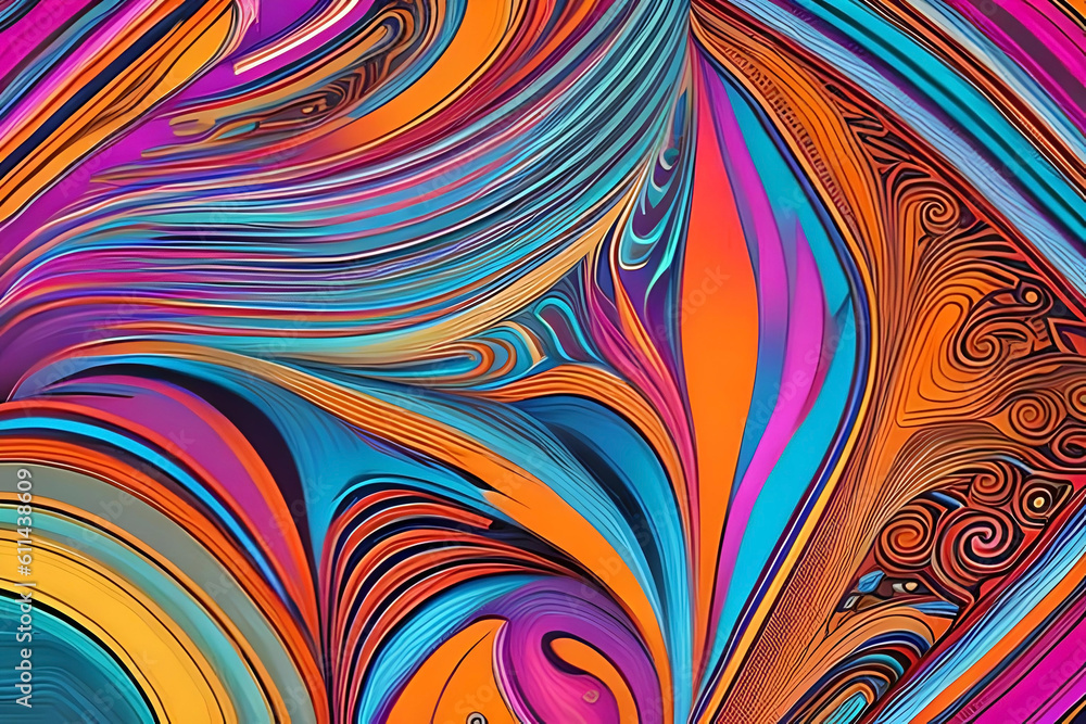 Poster a dynamic abstract background composed of intricate lines, patterns, and shapes that seem to dance a
