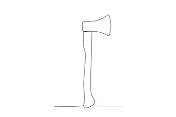 An axe in a standing position. Firefighter one-line drawing