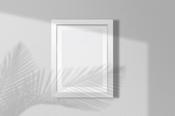 Blank space Portrait Photo Frames isolated on white, realistic rectangle gray frames mockup. Empty framing for your design, picture, painting, poster, lettering or photo gallery with shadow overlay.