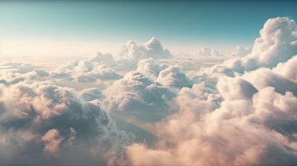  a view of the clouds from an airplane window with a sky background.  generative ai