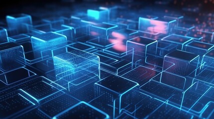 Obraz premium 3D rendering of abstract technology concept. Futuristic cyberspace background,Abstract 3d rendering of data processing. Futuristic technology style. Generative Ai