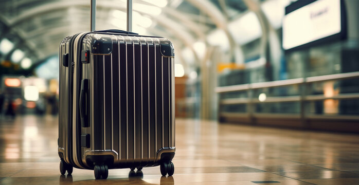 Black suitcase, airport luggage - AI generated image