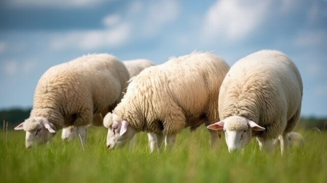 sheep and lambs HD 8K wallpaper Stock Photographic Image