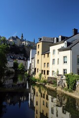 Fototapeta na wymiar Luxembourg, Luxembourg, with the River Alzette in the foreground.