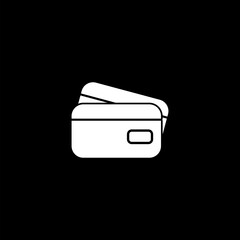 Credit Card icon isolated on black background. 