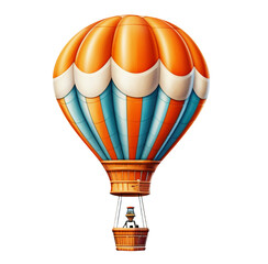 Hot air balloon on transparent background. Generative AI.