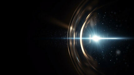 Digital lens flare in black bacground horizontal frame.