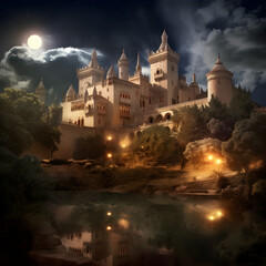 Fototapeta na wymiar The_Alcazar_Castle_on_moonlight