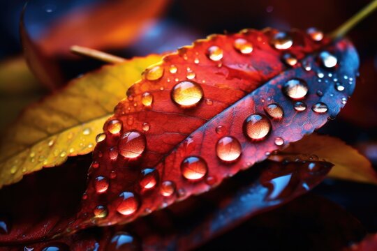 the beauty of nature in an abstract way, featuring colorful autumn leaves with a shallow depth of field generated AI