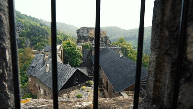 View of Aggstein Castle - Austria Aggstein , with a fantastic view of the World Cultural Heritage site of Wachau .
