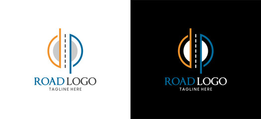 Modern D P letter highway logo design