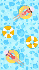 Swimming pool and beach. Summer  illustration	background.