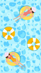 Swimming pool and beach. Summer  illustration	background.