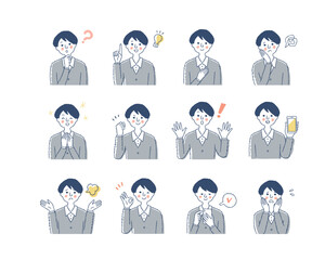 女性の表情　バリーエーションセット