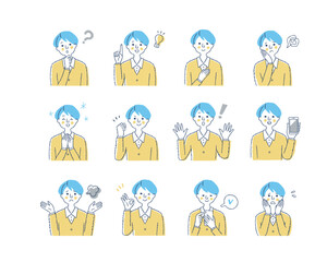 Naklejka premium 女性の表情 バリーエーションセット