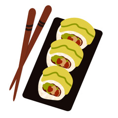 Cute sushi illustration.japanese food. Asian food