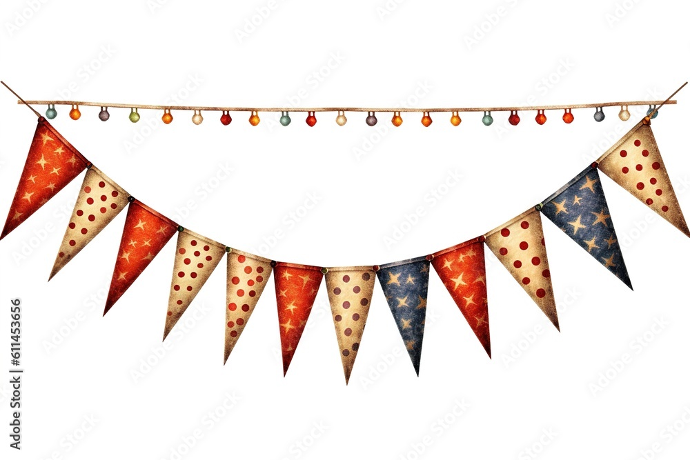 Poster holiday flags isolated on white background. generated by ai.