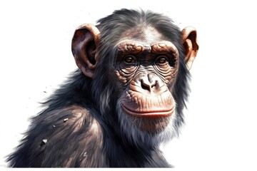 chimpanzee isolated on white background. Generated by AI.