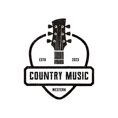 Classic Rock Country Guitar Music Vintage Retro Logo