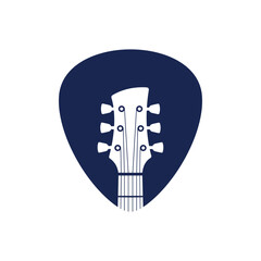 Guitar headstock and guitar pick logo design inspiration